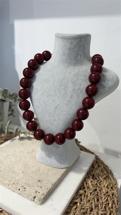İthal Bordo Boncuk Kolye 40+10cm