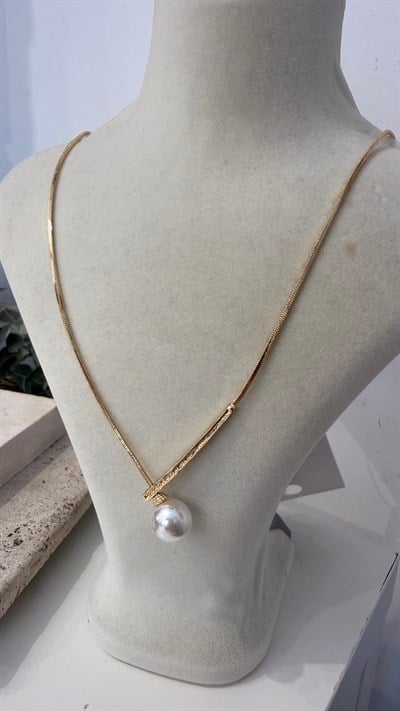 İthal Gold Renk İncili Kolye