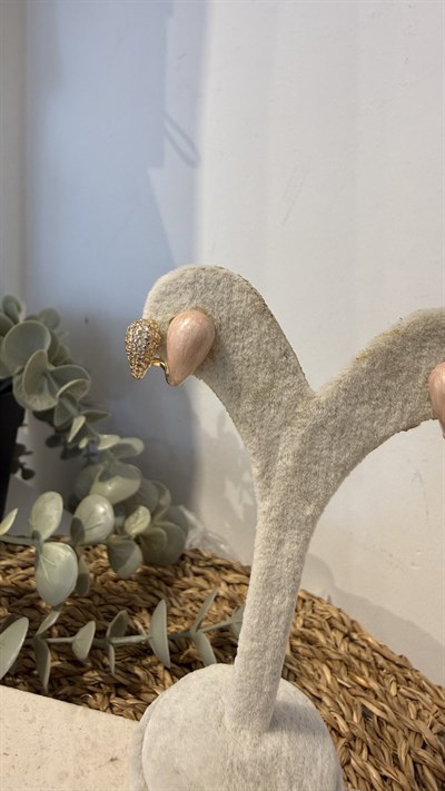 İthal Gold Renk Pembe Taşlı Küpe