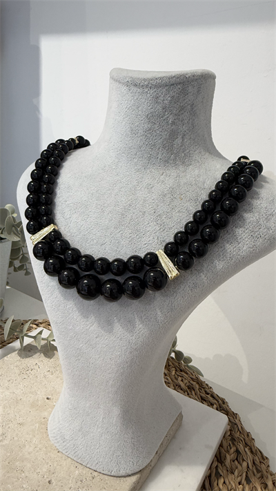 İthal İkili Siyah Gold Kolye 40+5 cm