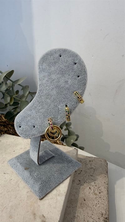 Zirkon Üçlü Gold Renk Küpe
