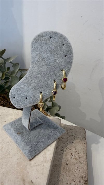 Zirkon Üçlü Gold Renk Küpe