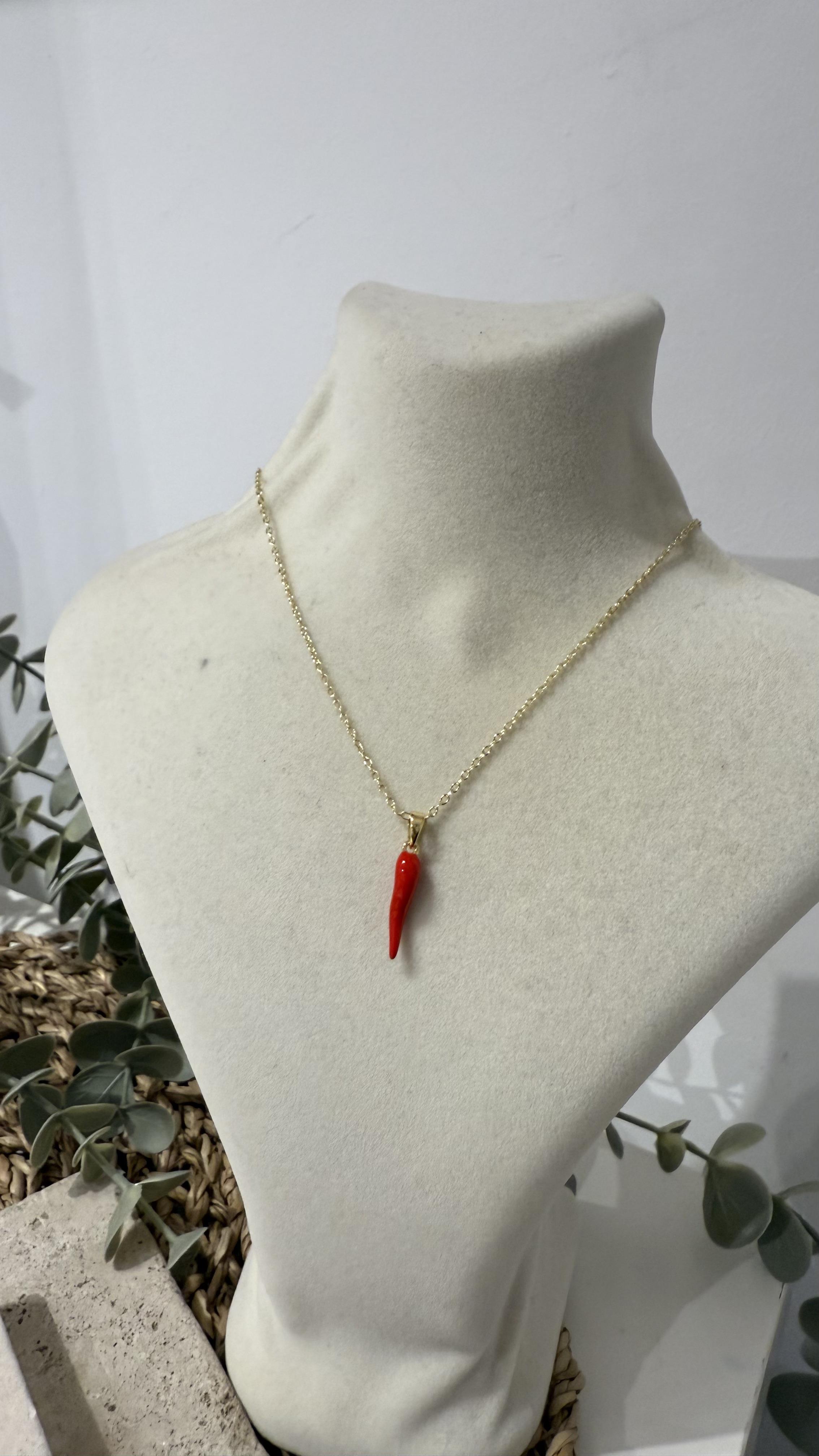 Çelik Gold Renk Biber Uçlu Kolye 40+5cm
