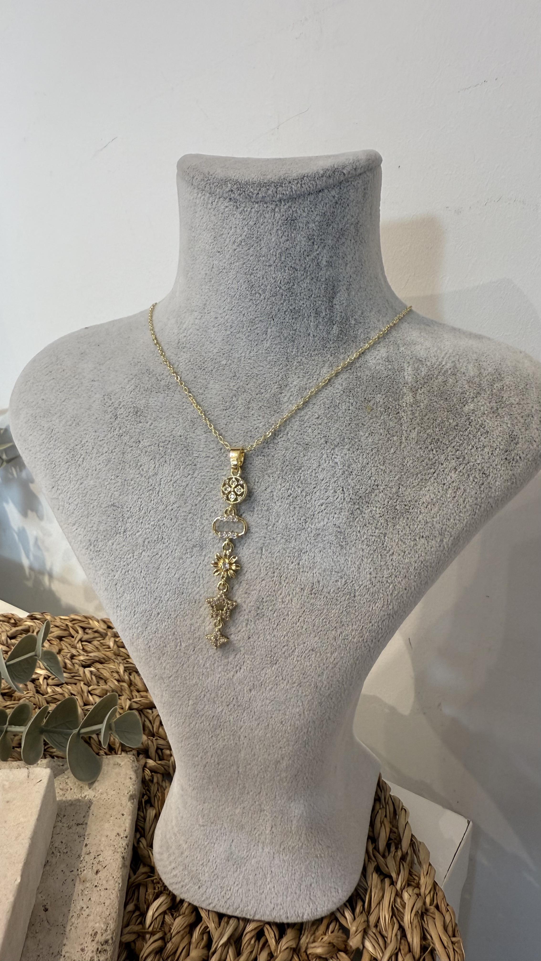Çelik Gold Renk Charmlı Y Kolye 40+5cm