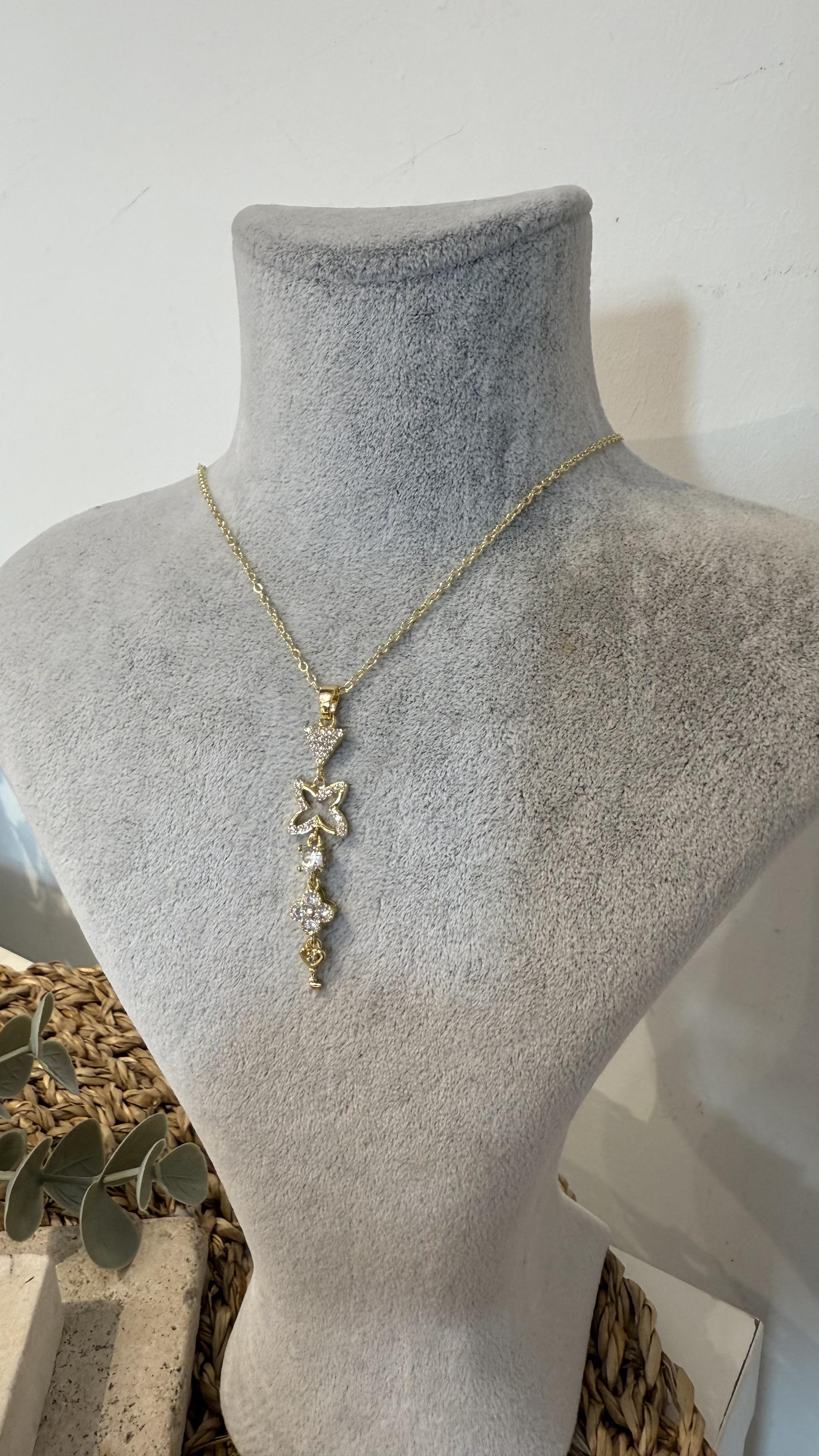 Çelik Gold Renk Charmlı Y Kolye 40+5cm