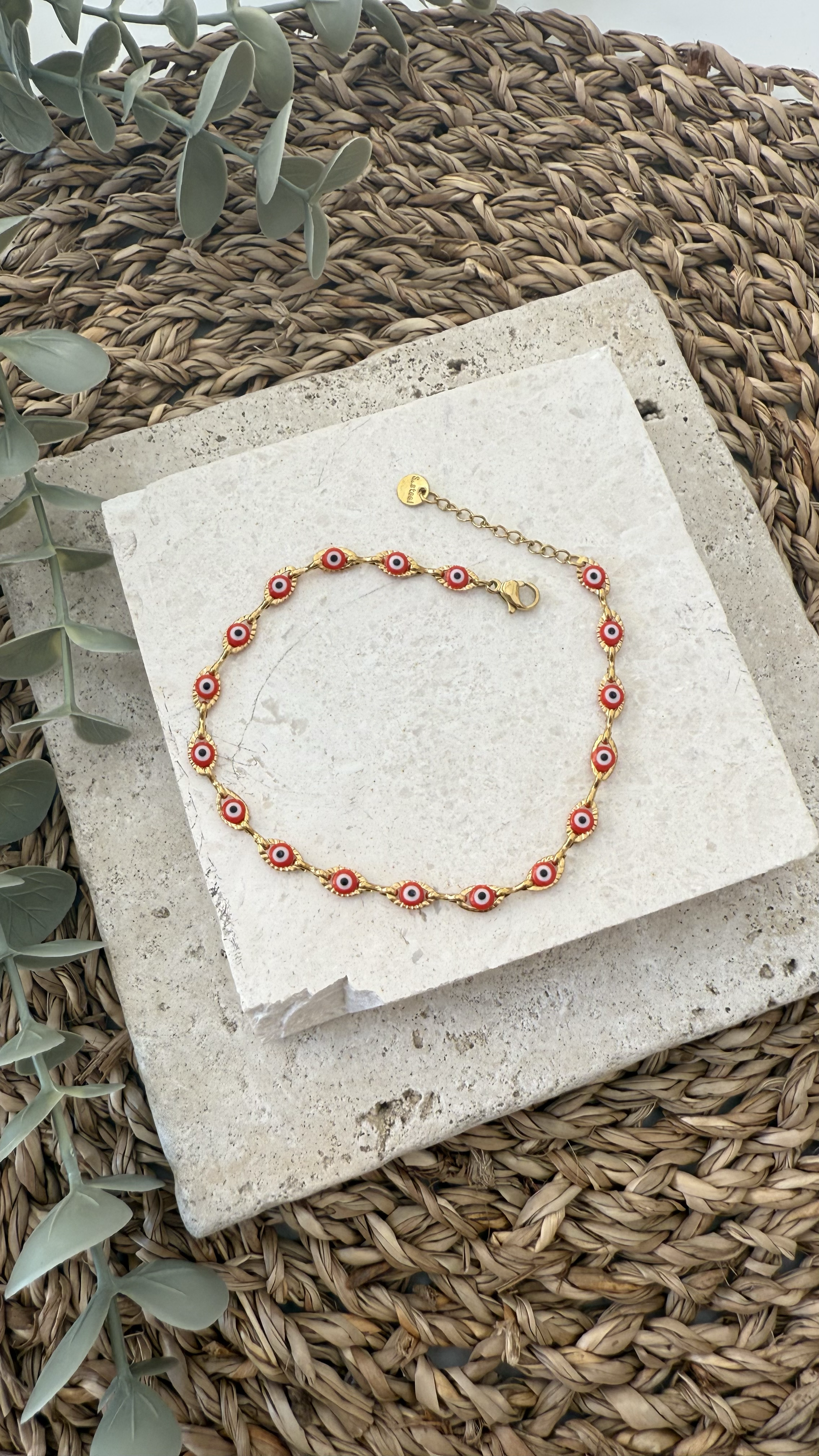 Çelik Gold Renk Nazarlı Halhal