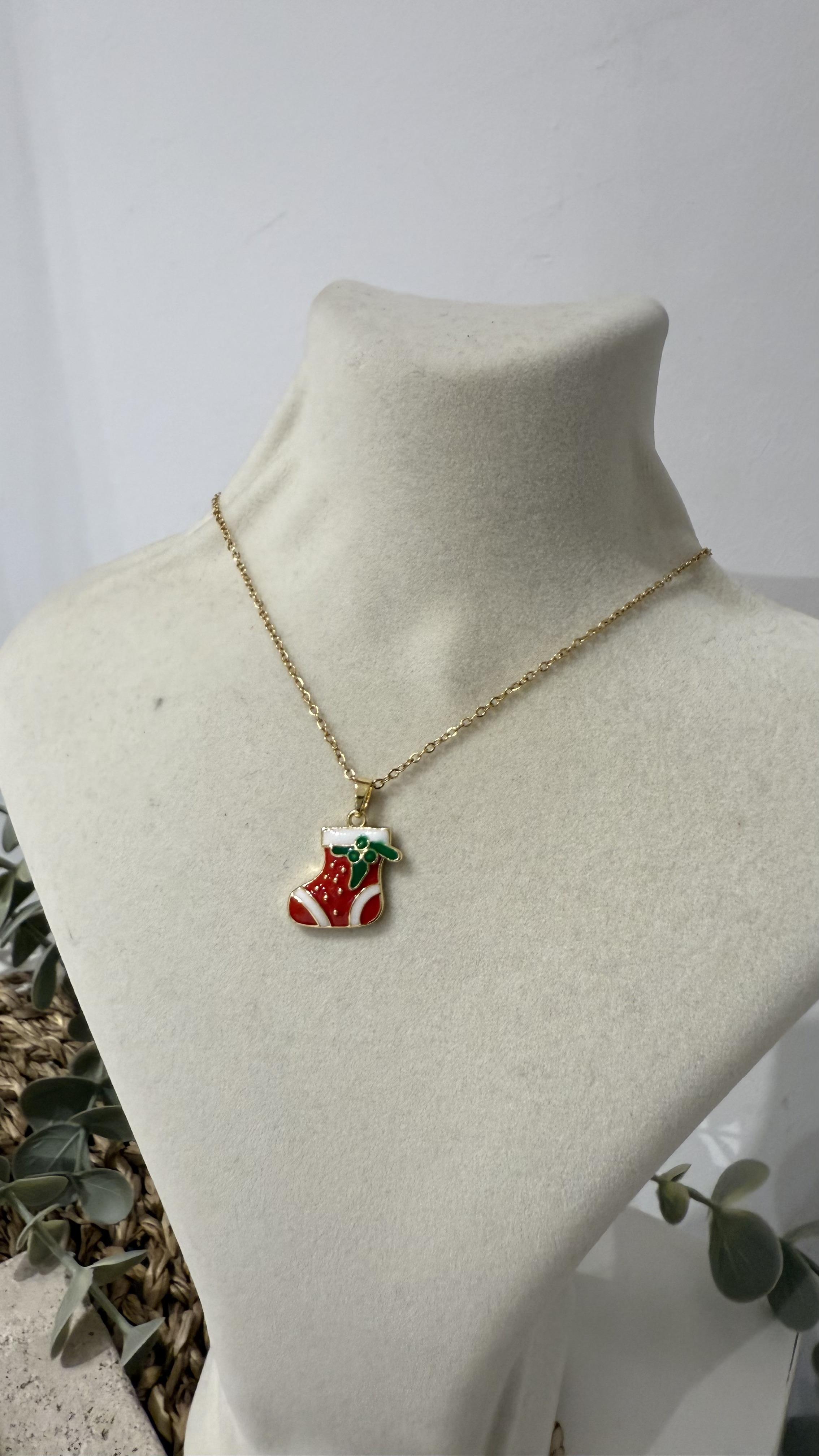 Çelik Gold Renk Yılbaşı Temalı Kolye 40+5cm