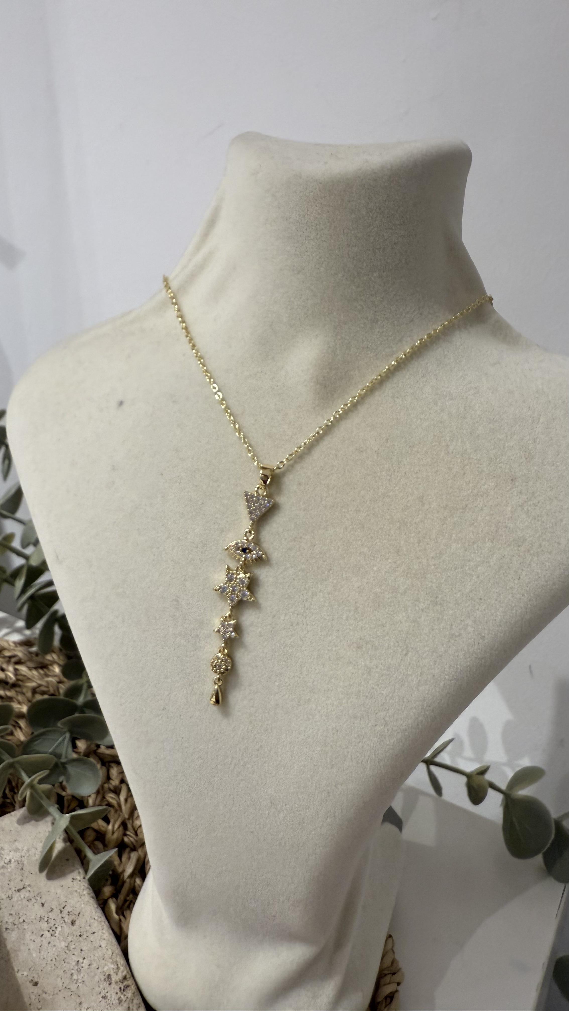 Çelik Gold Renk Yıldız Uçlu Y Kolye 40+5cm
