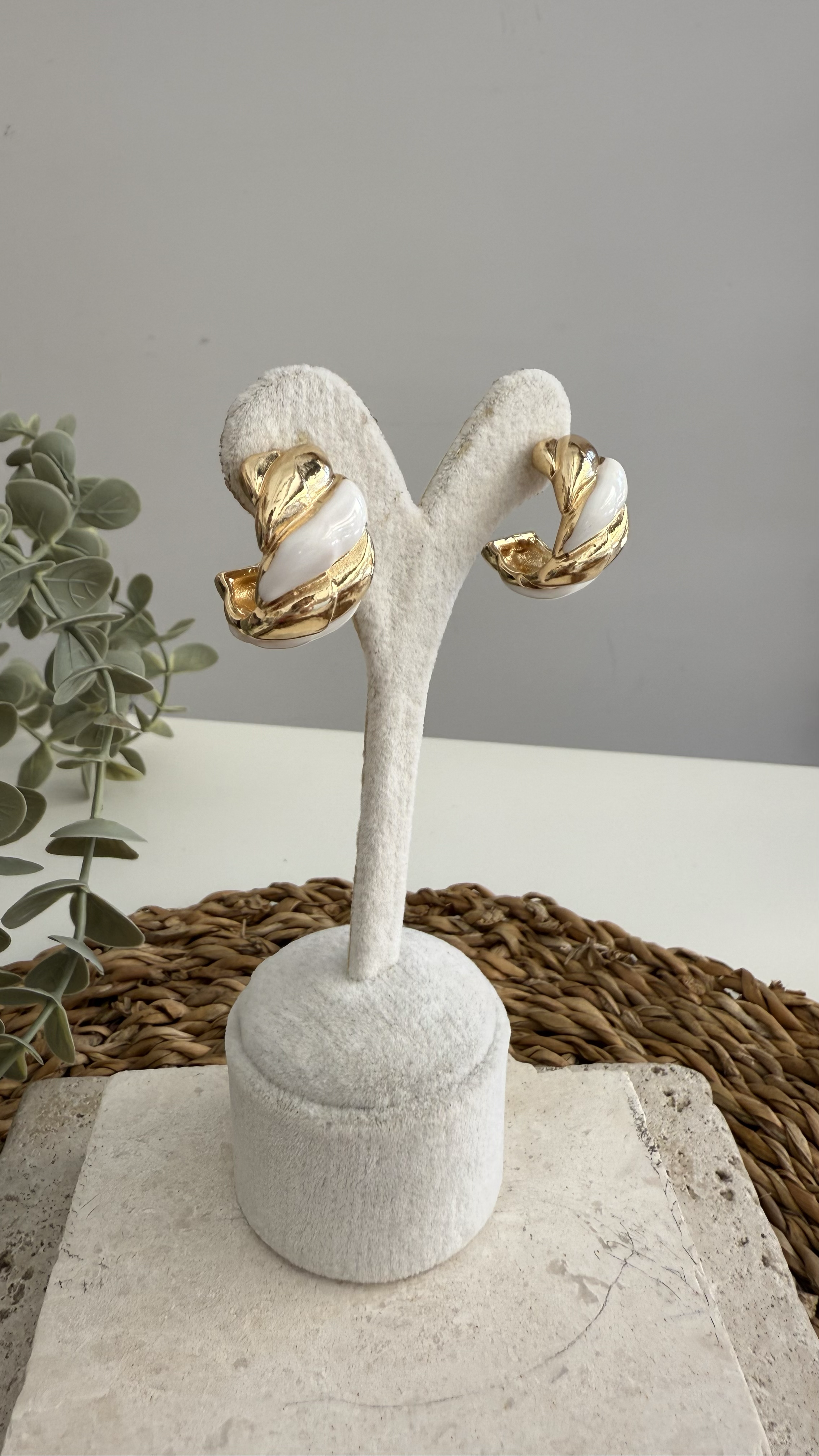 İthal Beyaz Gold Halka Küpe