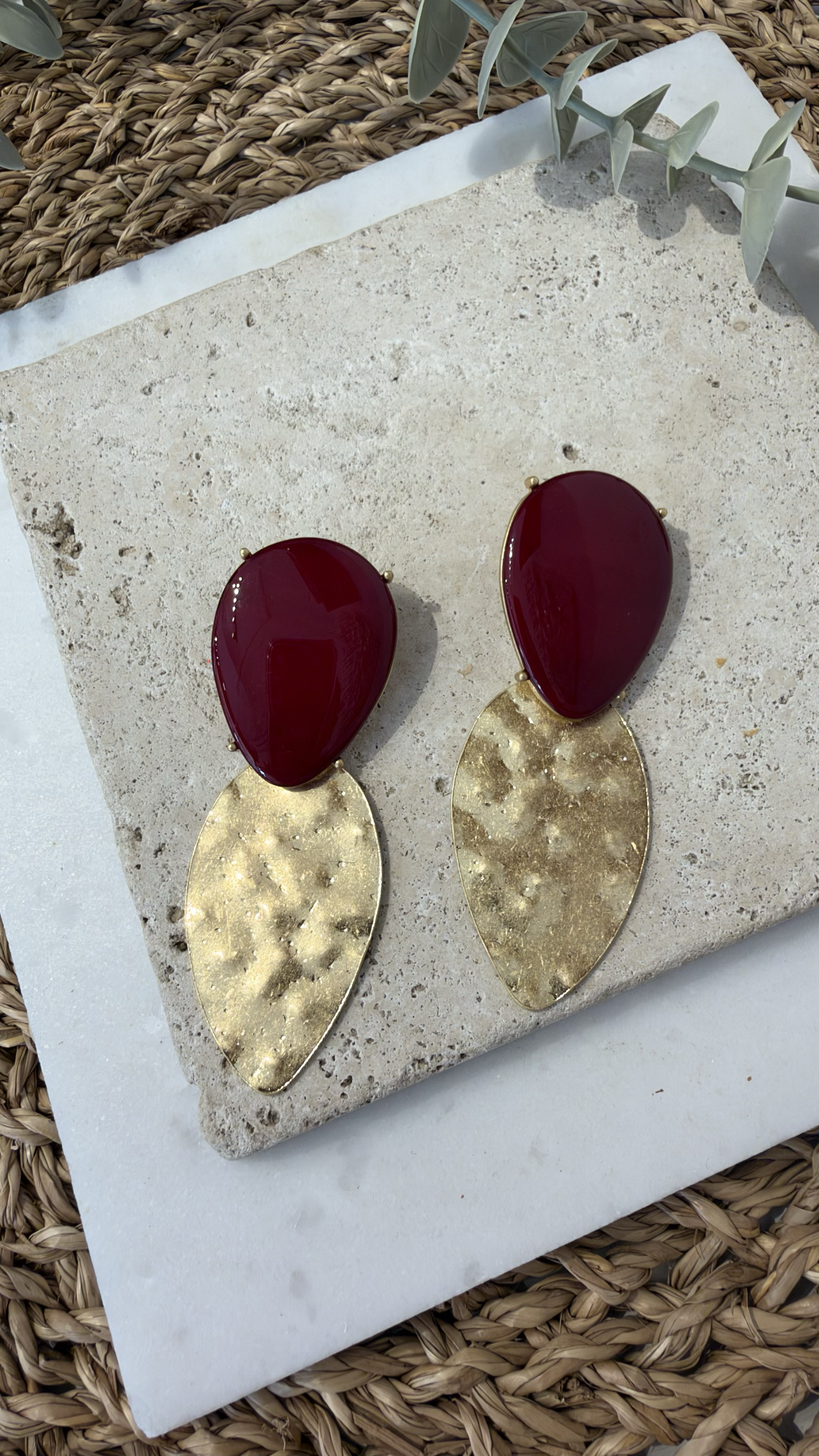İthal Büyük Renkli Gold Küpe