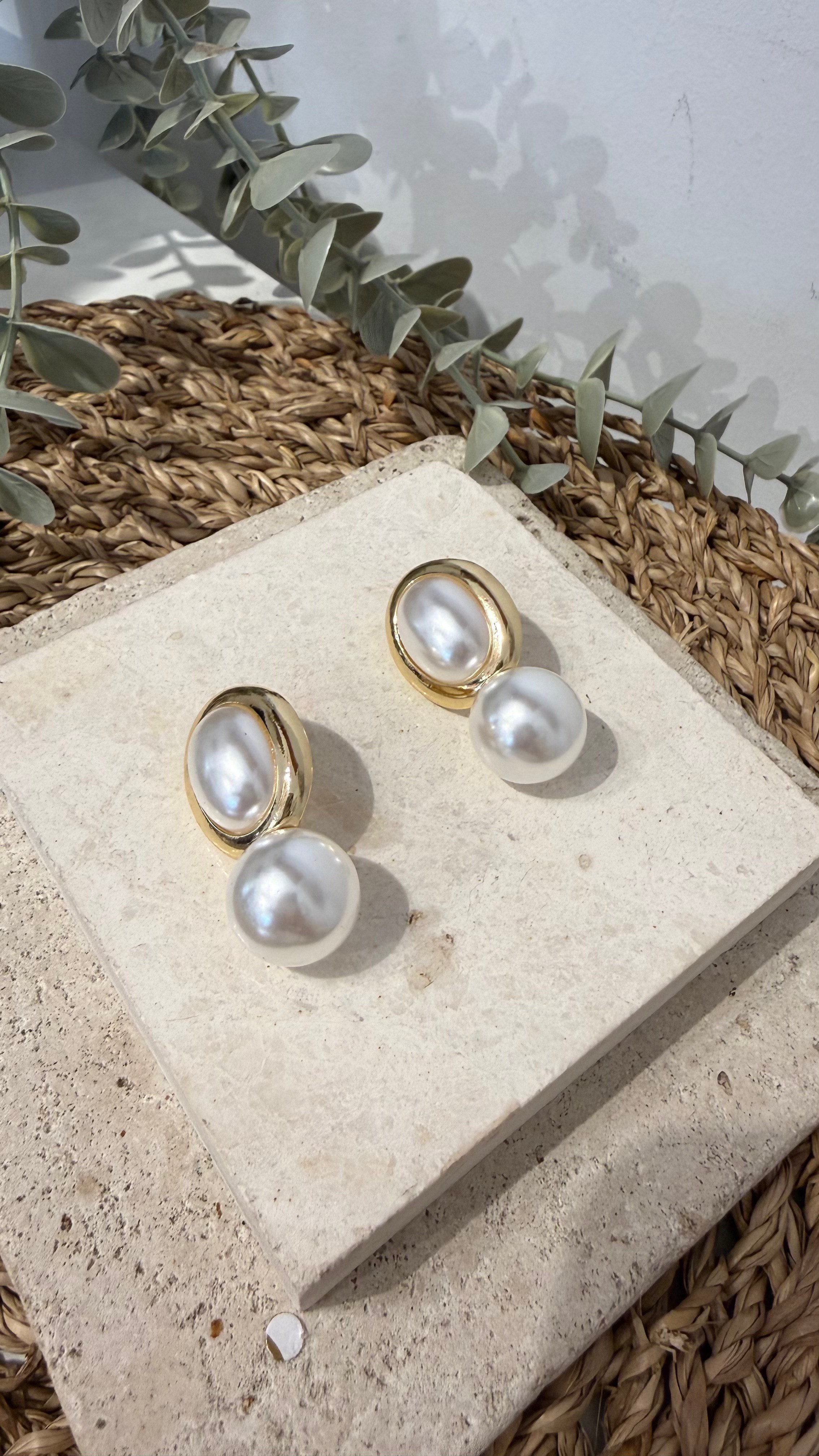İthal Gold Renk İnci Küpe