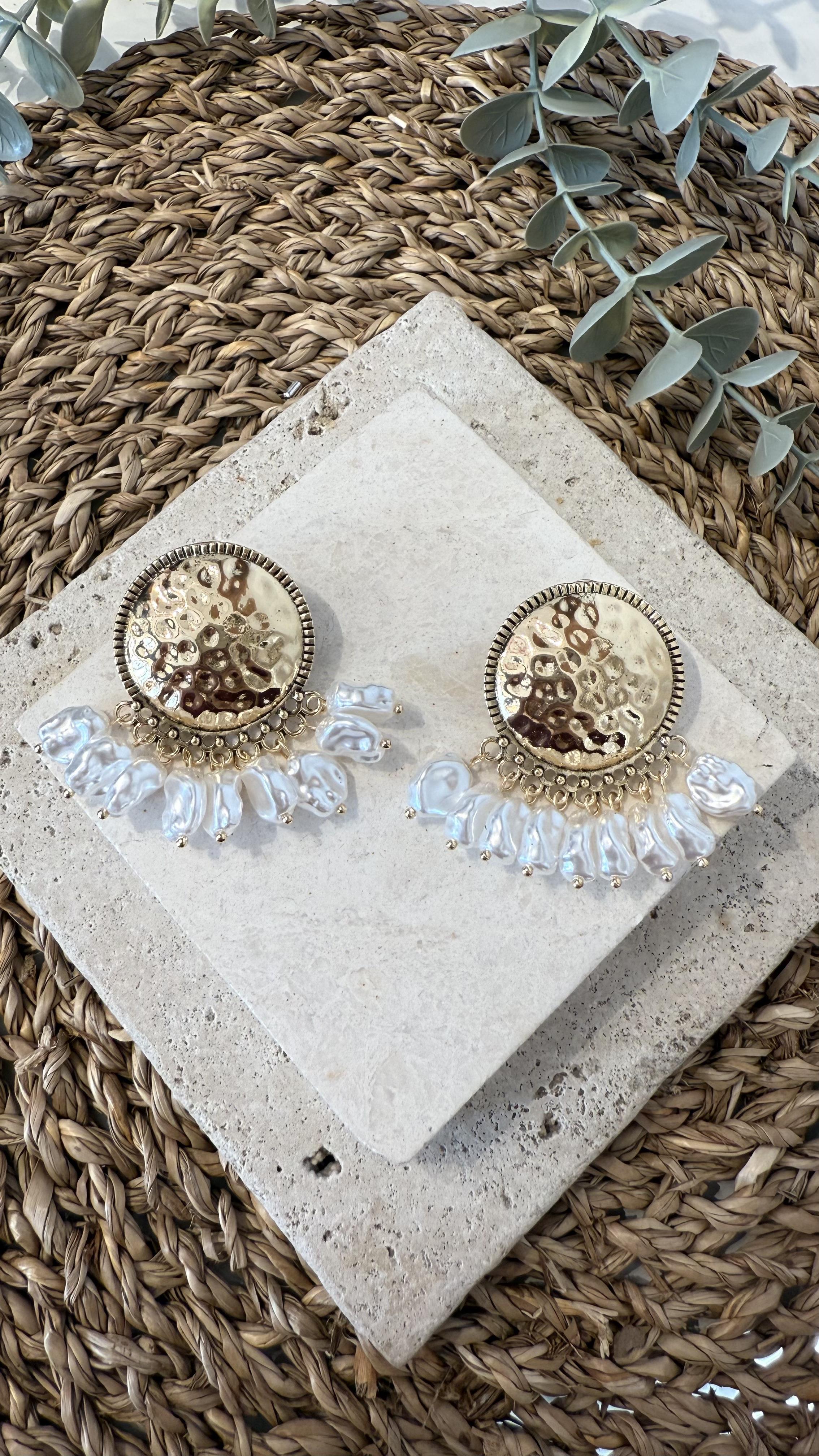 İthal Gold Renk İncili Küpe