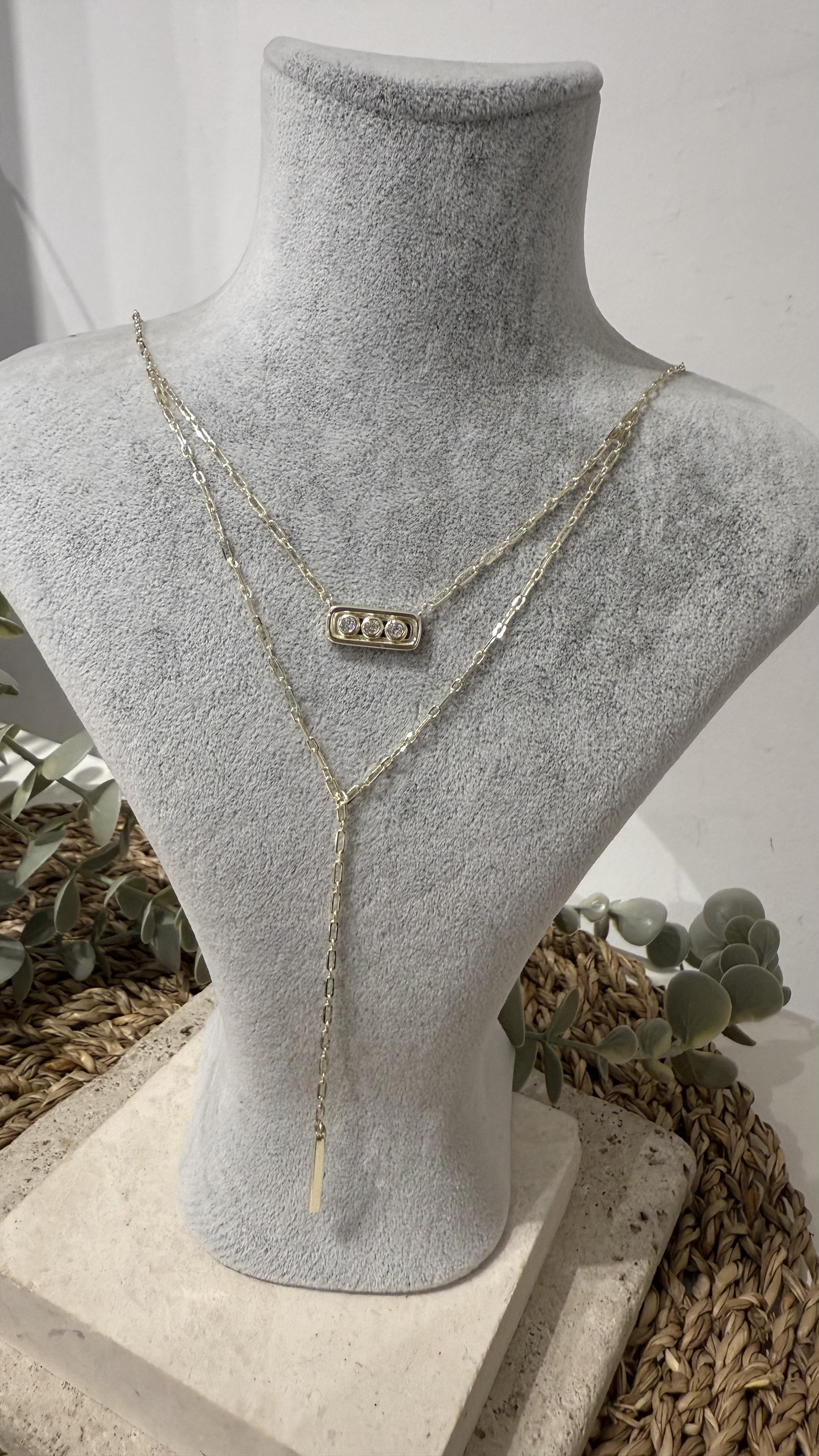 İthal Gold Renk Taşlı Y Kolye 45+7cm