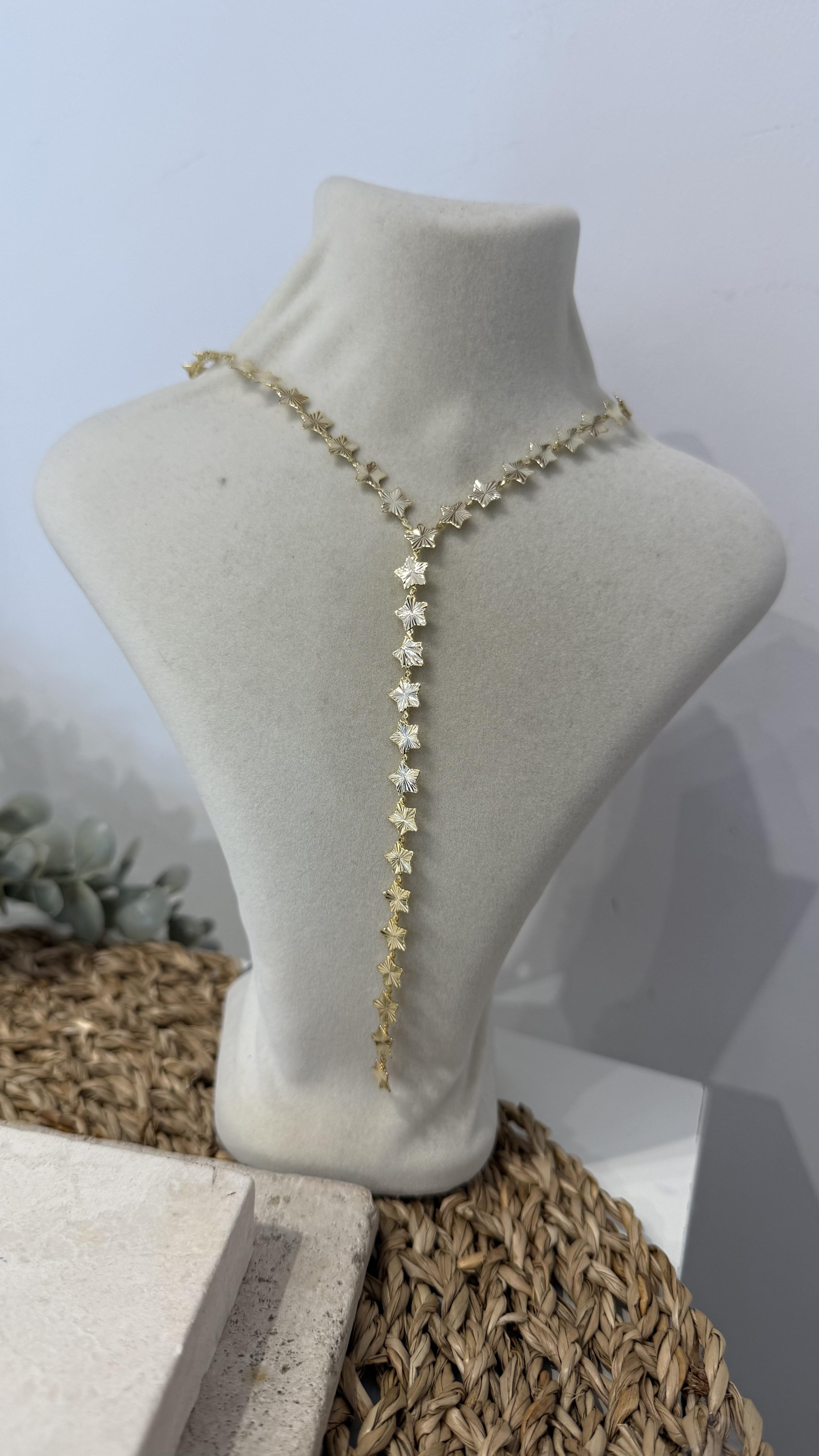İthal Gold Renk Yıldızlı Y Kolye