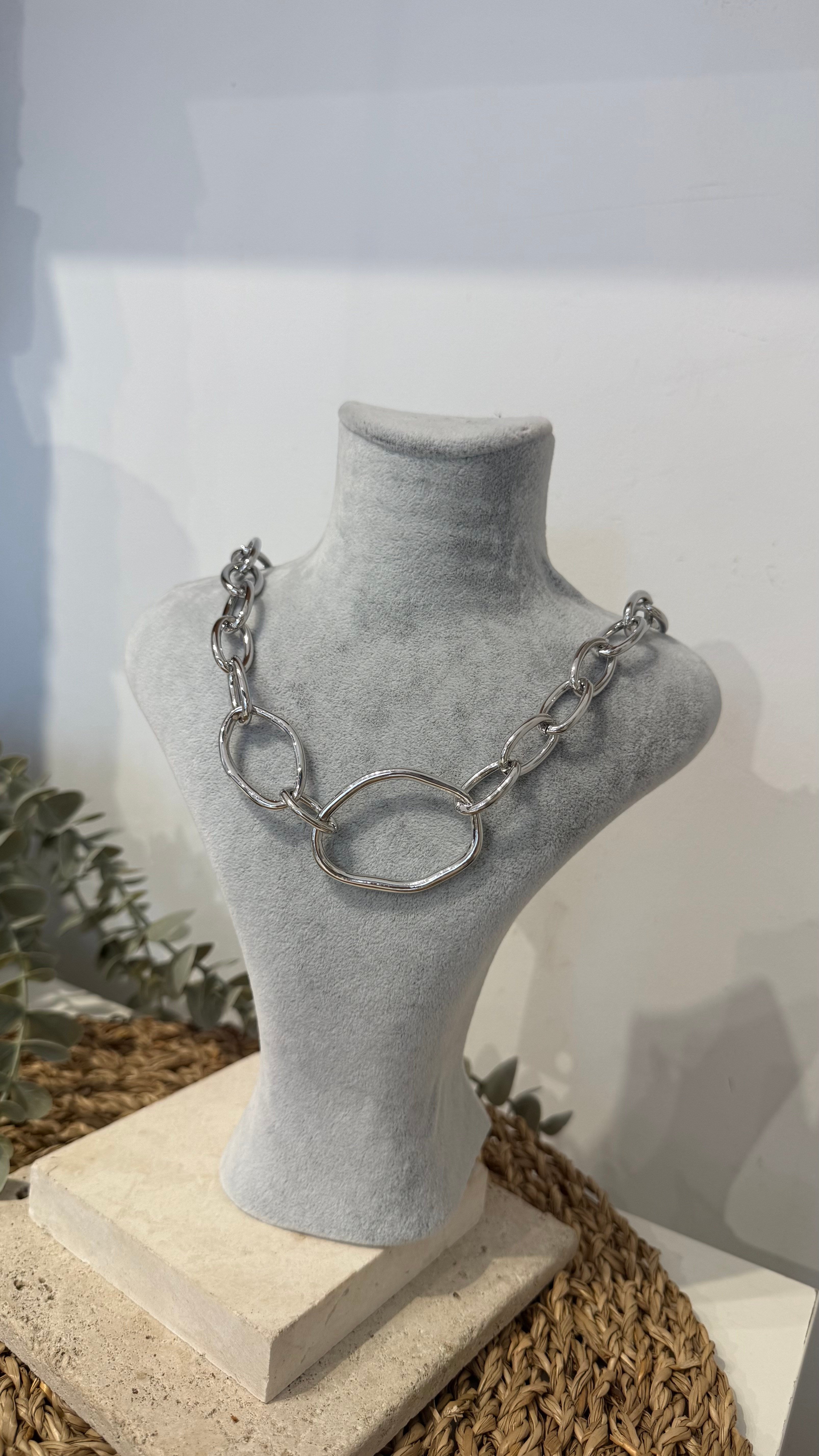 İthal Gümüş Renk Zincir Kolye 50cm