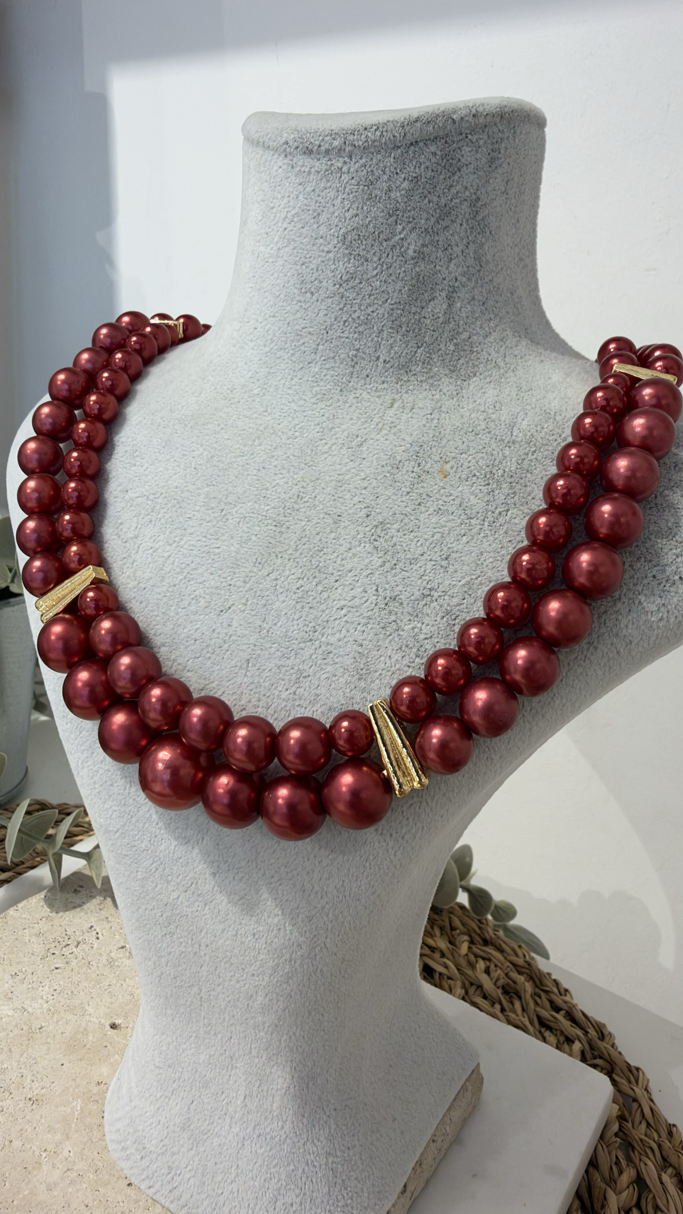 İthal İkili Pembe Gold Kolye 40+5 cm
