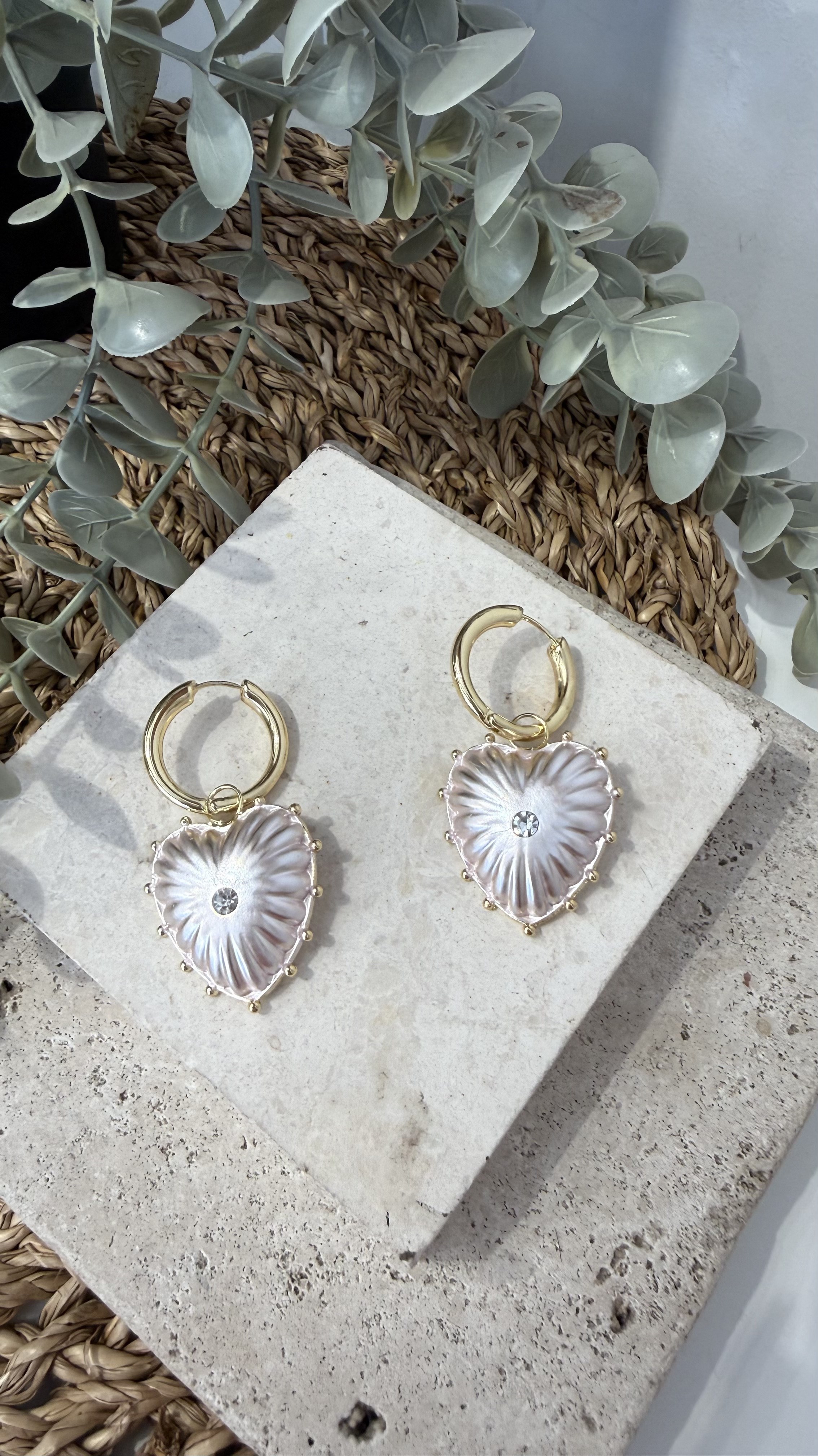 İthal Kalpli Gold Küpe
