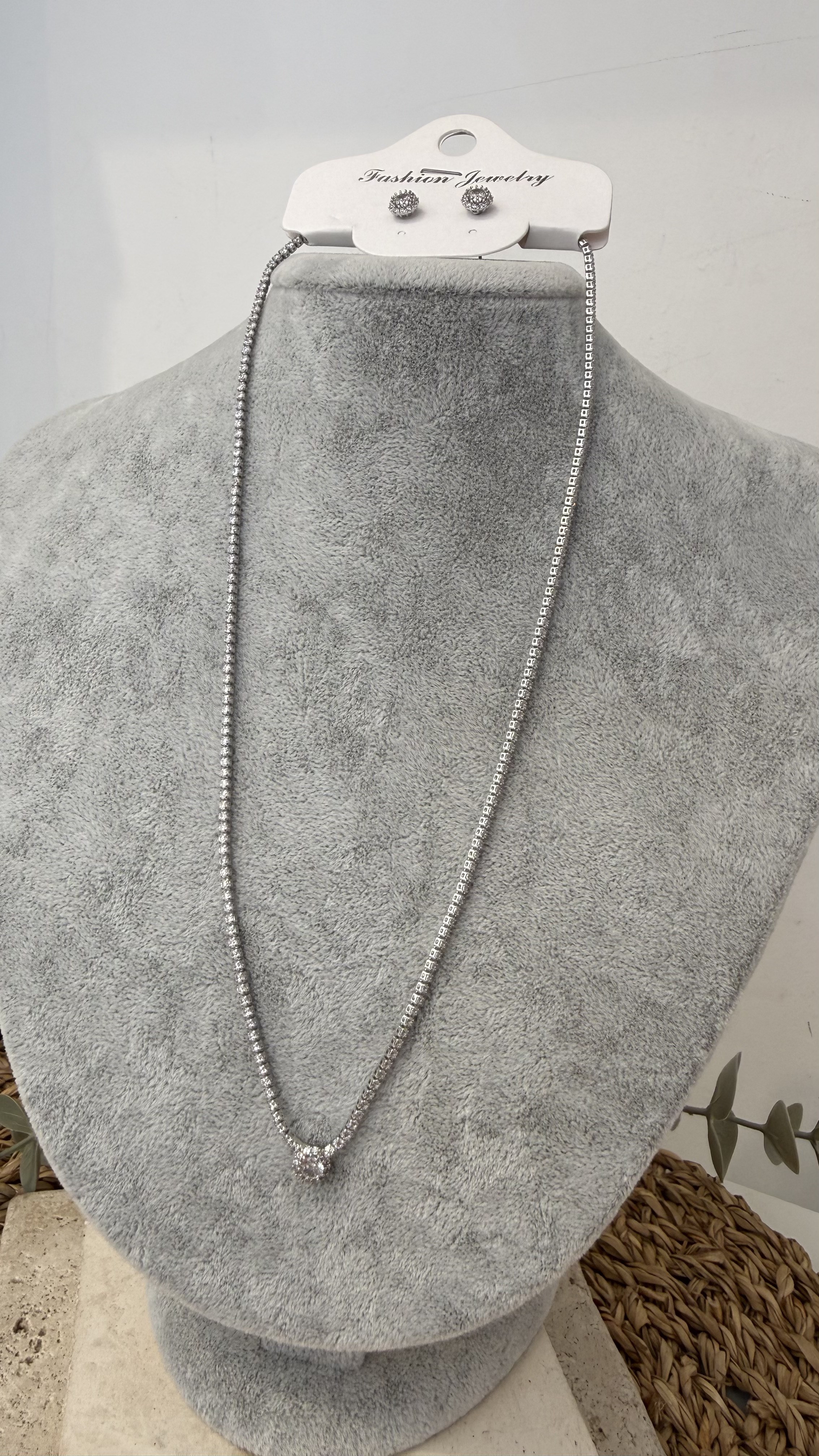 İthal Zirkon Taşlı Kolye Küpe Set