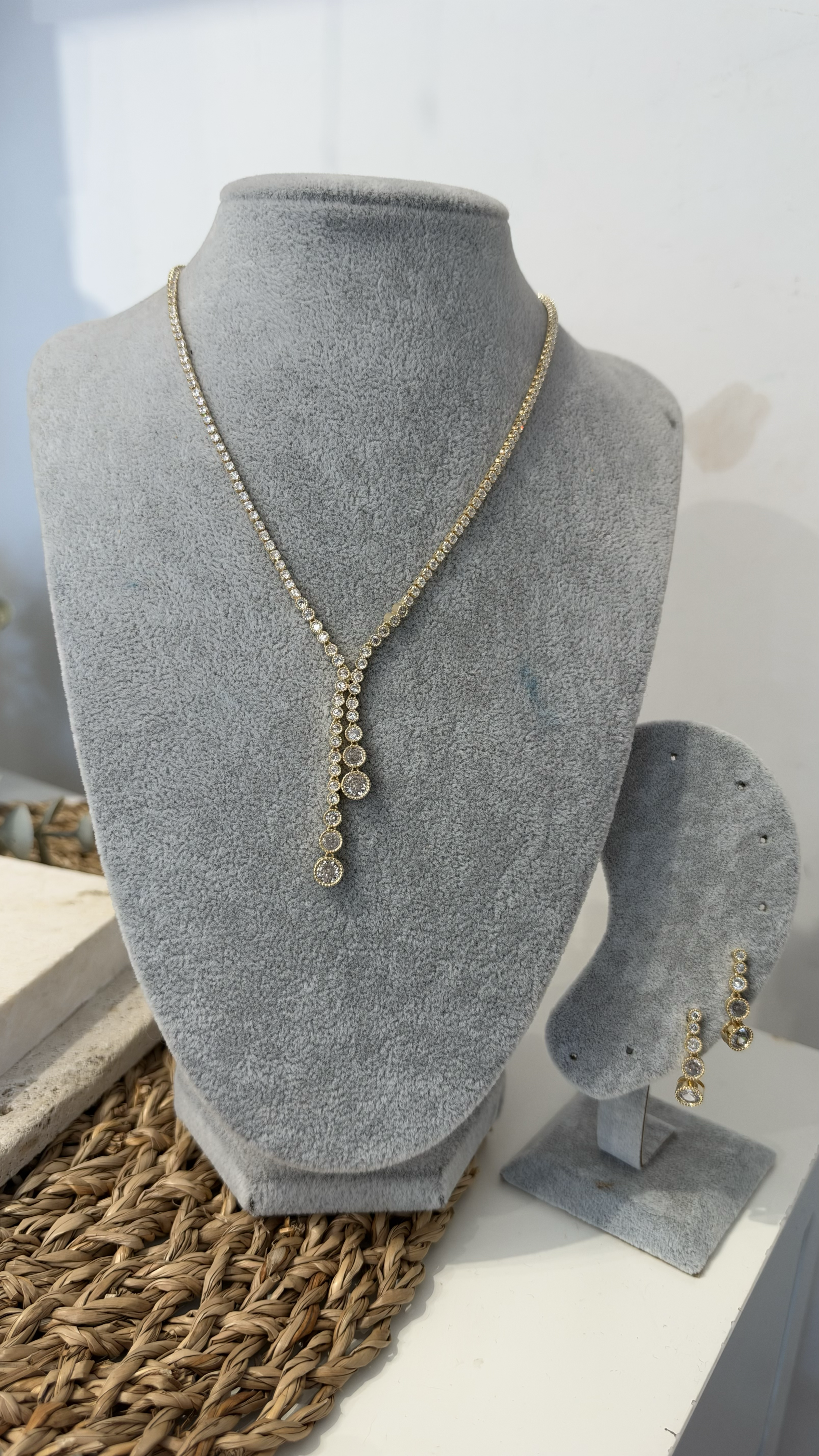 İthal Zirkon Taşlı Kolye Küpe Set