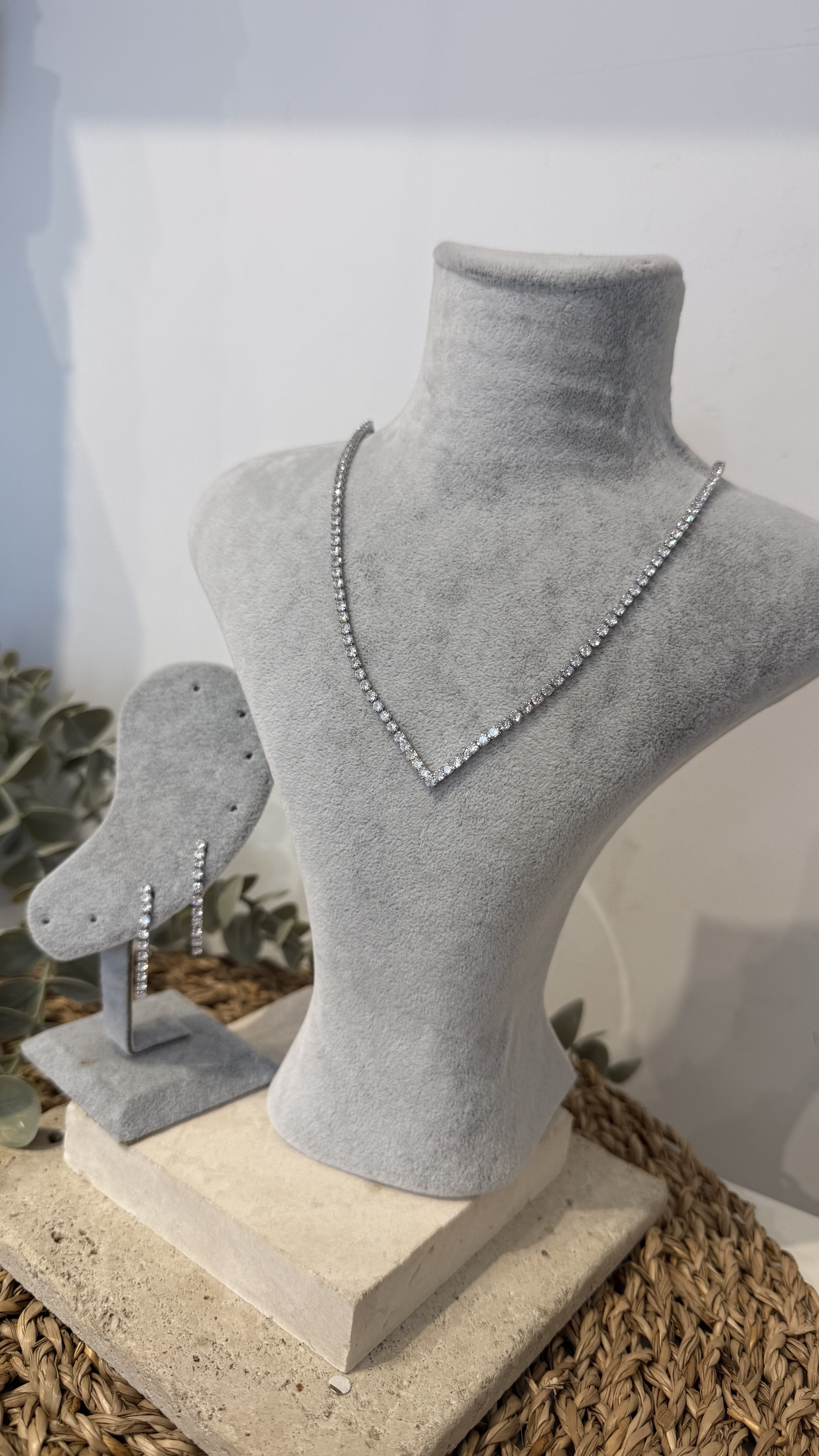 İthal Zirkon Taşlı Kolye Küpe Set