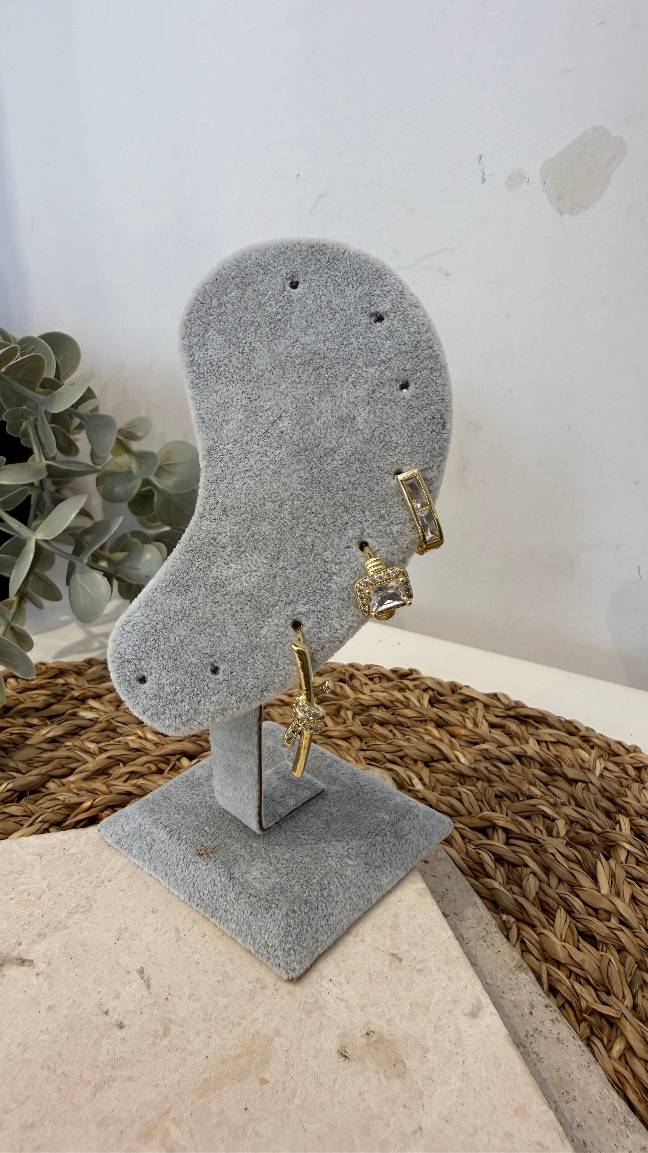 Zirkon Üçlü Gold Renk Küpe
