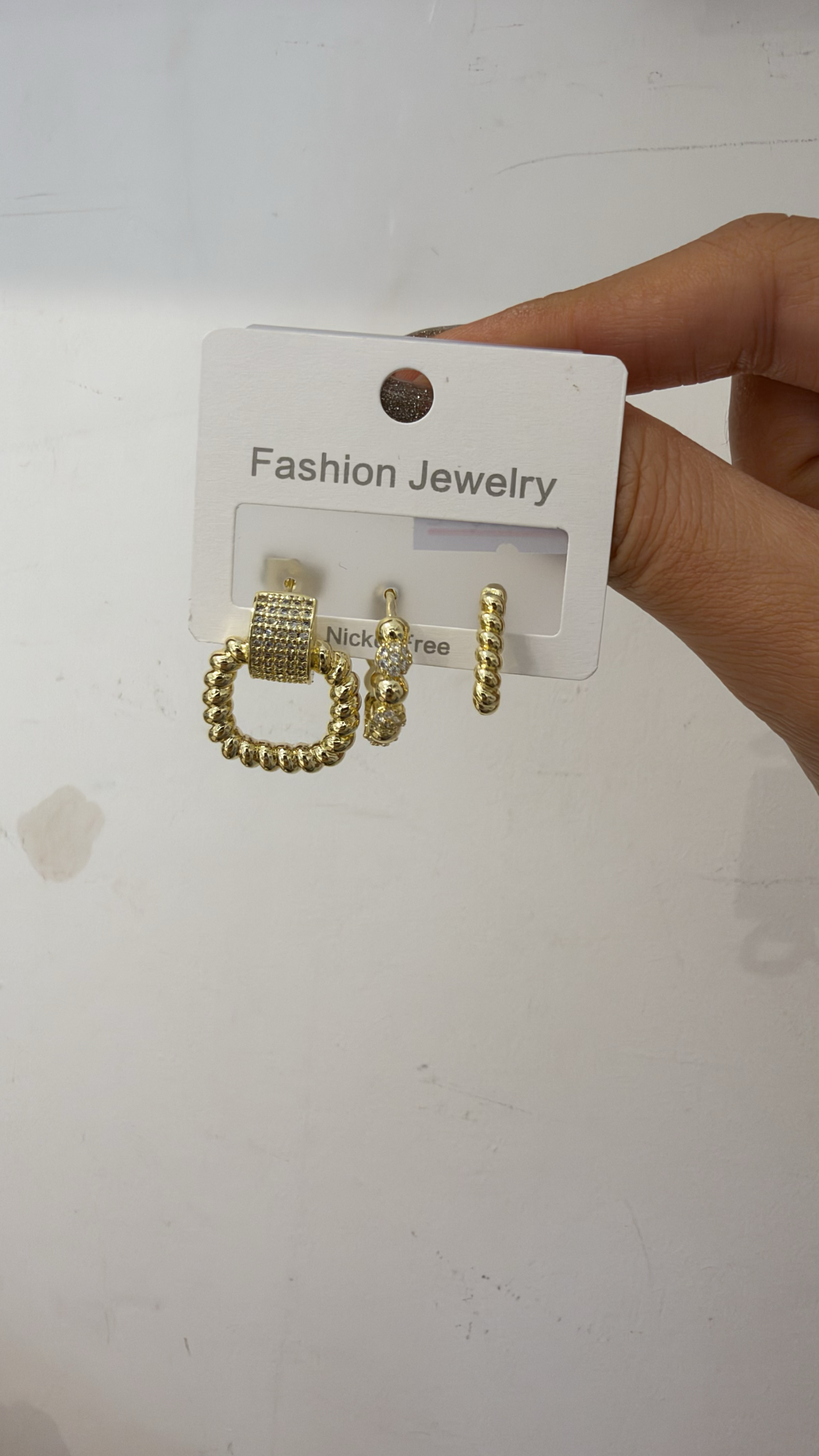 Zirkon Üçlü Gold Renk Küpe