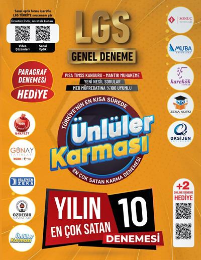 Ünlüler Karması Ünlüler Karması Lgs Genel 10+2  Karma Deneme  (Yeni)