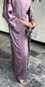 Lila  Şerit Taş Detaylı Abaya