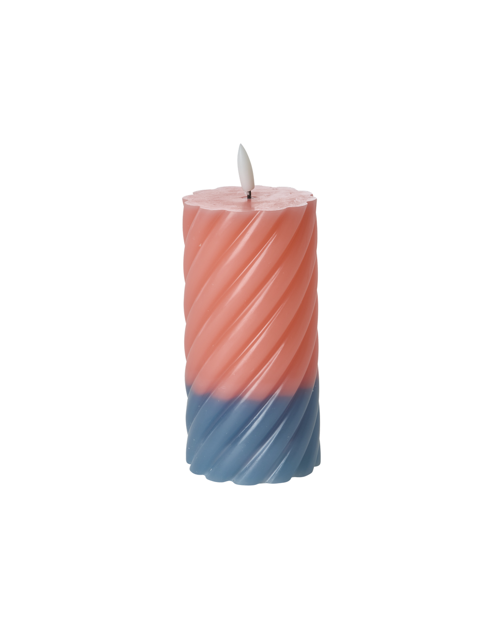 Çizgili Led Mum - Coral ve Yeşil