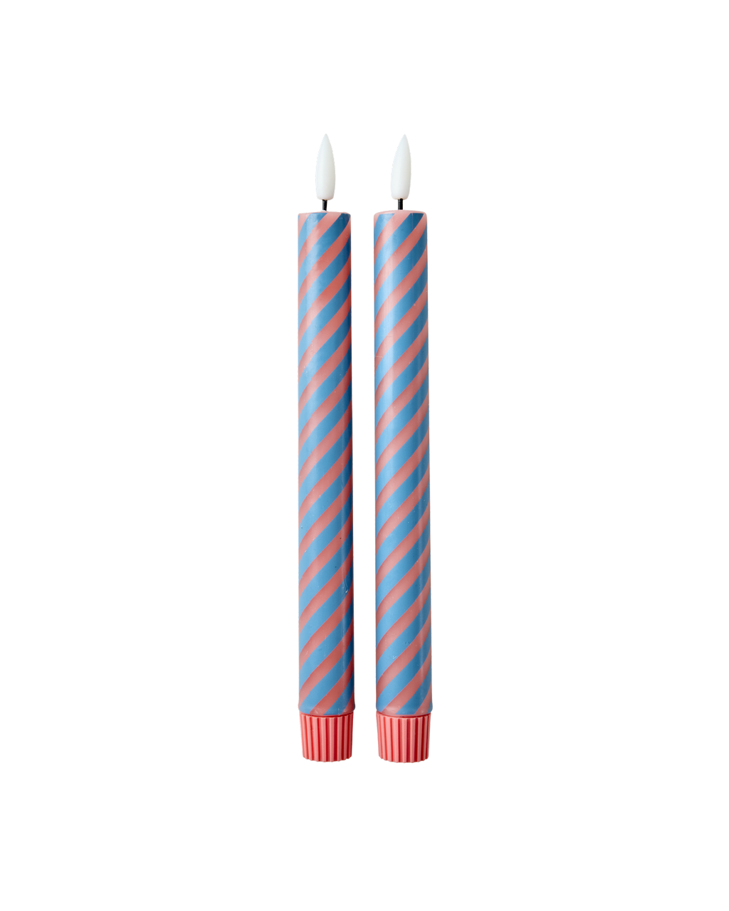 Çizgili Led Mum - Coral ve Yeşil