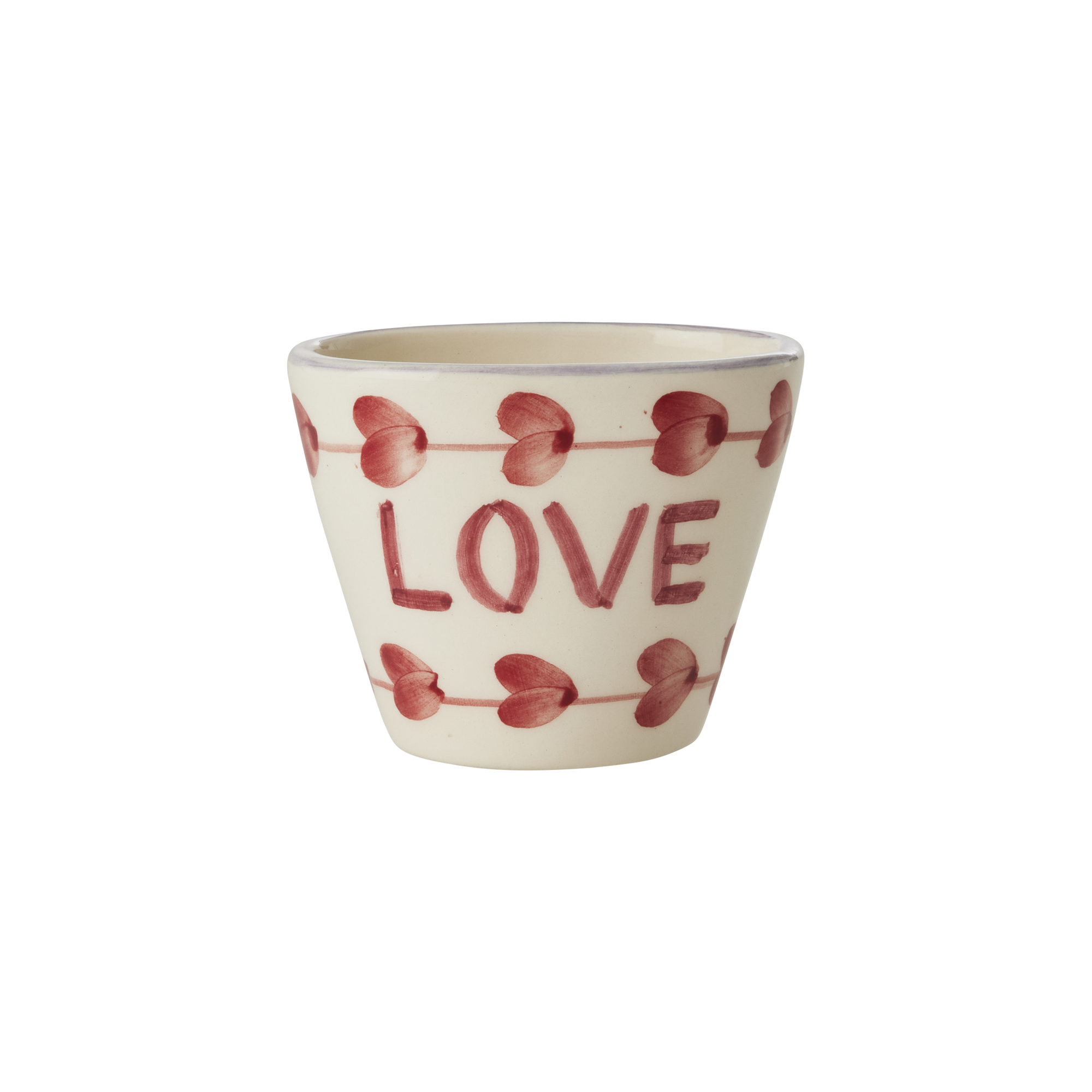 El Yapımı Oval Seramik Espresso Kupa - Love