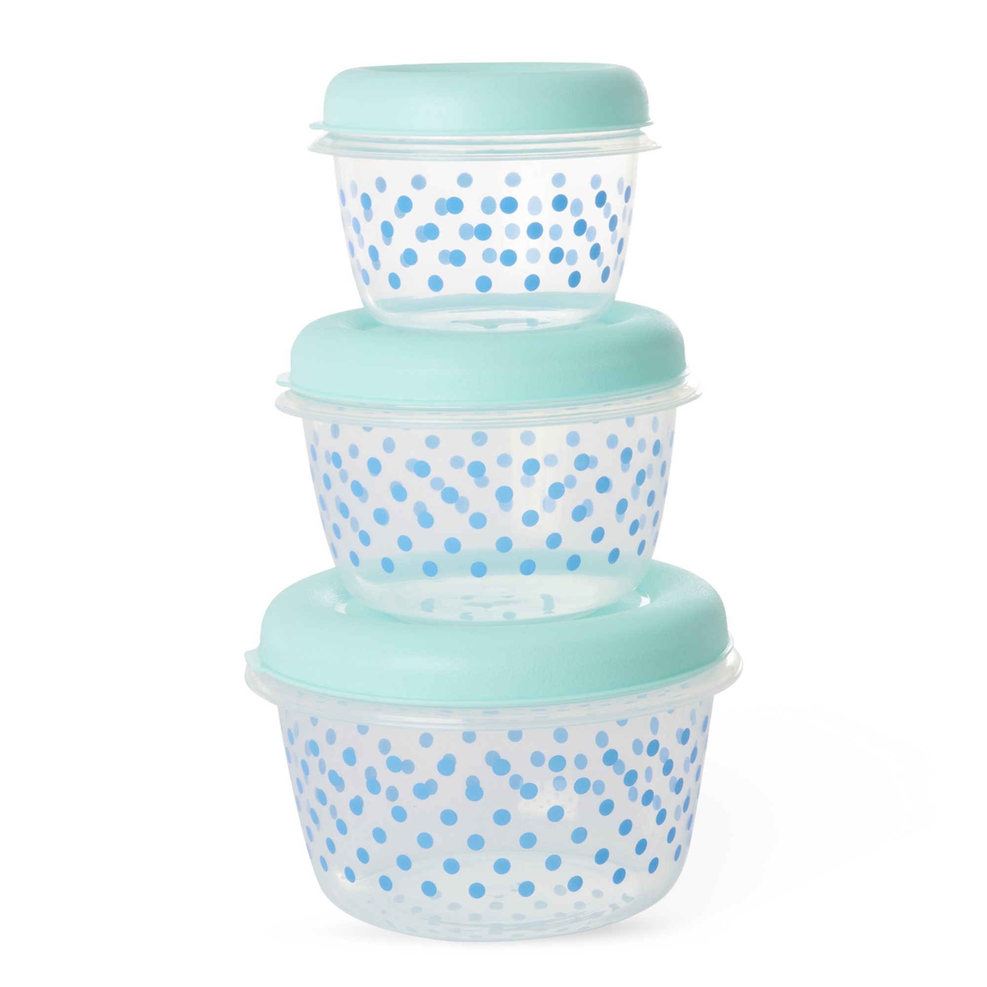 Plastik Saklama Kabı - Mint Puantiye