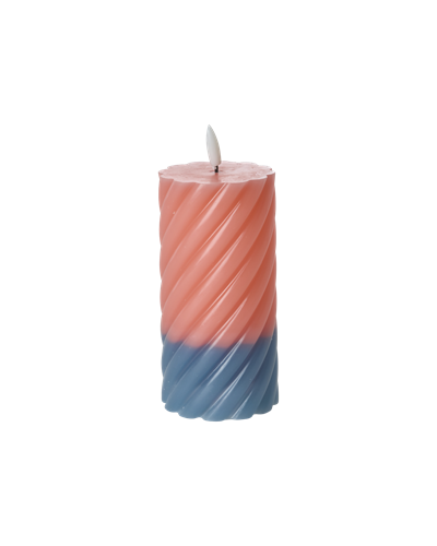 Çizgili Led Mum - Coral ve Yeşil