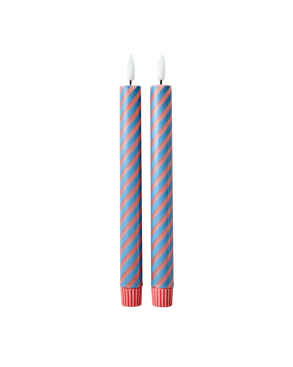 Çizgili Led Mum - Coral ve Yeşil