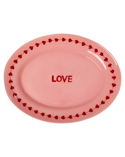 El Yapımı Seramik Servis Tabağı - Love