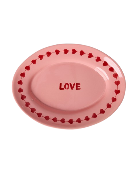 El Yapımı Seramik Servis Tabağı - Love