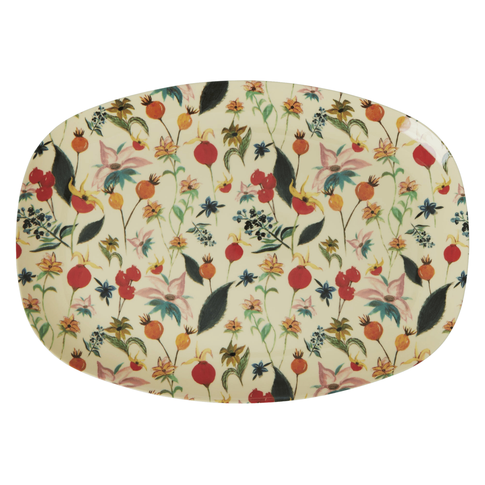 Melamin Dikdörtgen Tabak - Winter Rosebuds