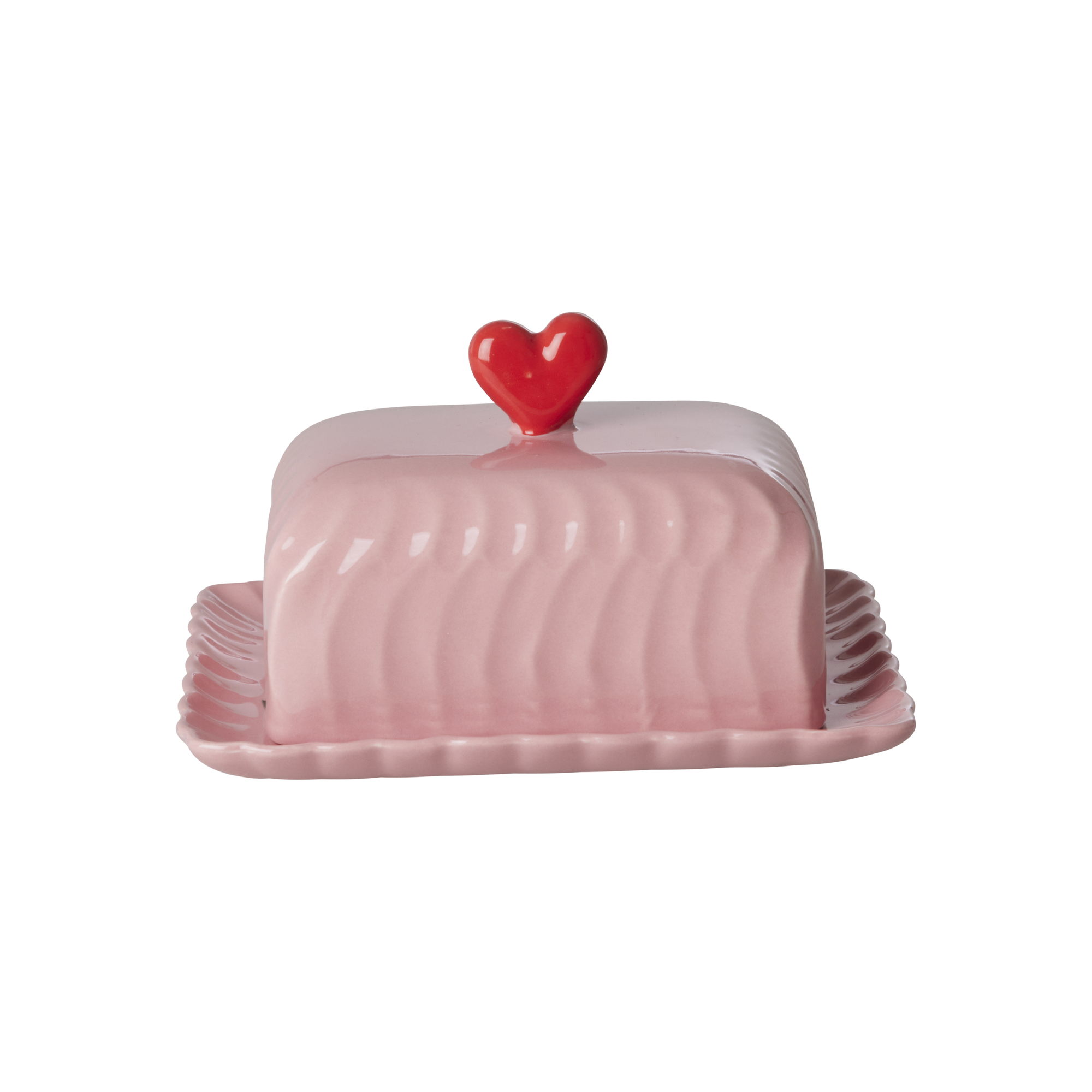 Seramik Tereyağlık - Pembe Kalp