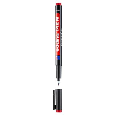 Edding 142 M Çok Amaçlı Asetat Kalemi - Permanent  Yuvarlak Uç 1 mm Kırmızı