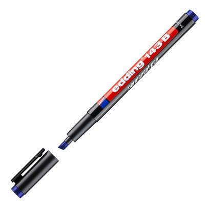 Edding 143 B Çok Amaçlı Asetat Kalemi - Permanent  Kesik Uç 1-3 mm Mavi