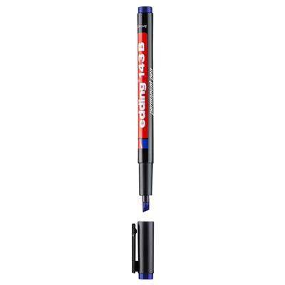 Edding 143 B Çok Amaçlı Asetat Kalemi - Permanent  Kesik Uç 1-3 mm Mavi