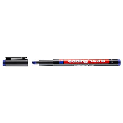 Edding 143 B Çok Amaçlı Asetat Kalemi - Permanent  Kesik Uç 1-3 mm Mavi