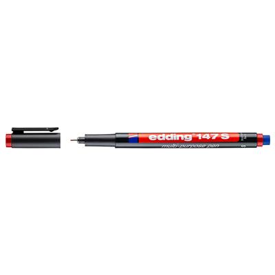 Edding 147 S Çok Amaçlı Asetat Kalemi - Silgili Yuvarlak Uç 0.3 mm Kırmızı