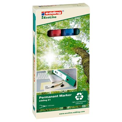 Edding 21 Ecoline Permanent Markör Yuvarlak Uç  1.5-3 mm 4lu¨ Set