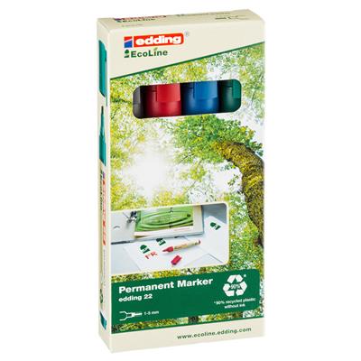 Edding 22 EcoLine Permanent Marko¨r Kesik Uç 1-5mm 4‘lu¨ Set