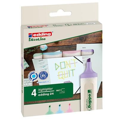 Edding 24 Ecoline Fosforlu Kalem Kesik Uç  2-5 mm 4lü Set