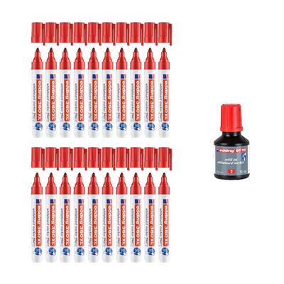 Edding 360 XL Beyaz Yazı Tahtası Kalemi, Yuvarlak  Uç, 1.5-3 mm, 20 Adet Kalem, 1 Adet Mürekkep, Kırm