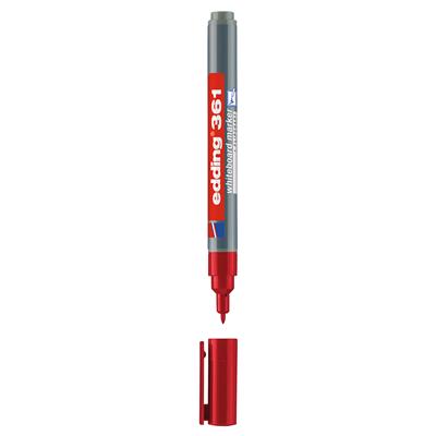 Edding 361 Beyaz Yazı Tahtası Kalemi Yuvarlak Uç  1 mm Kırmızı