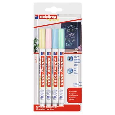 Edding 4085 Likit Tebes¸ir Kalemi, Dörtlü Bilister , Pastel Renkler