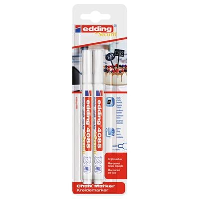 Edding 4085 Likit Tebes¸ir Kalemi, İkili Blister,  Beyaz